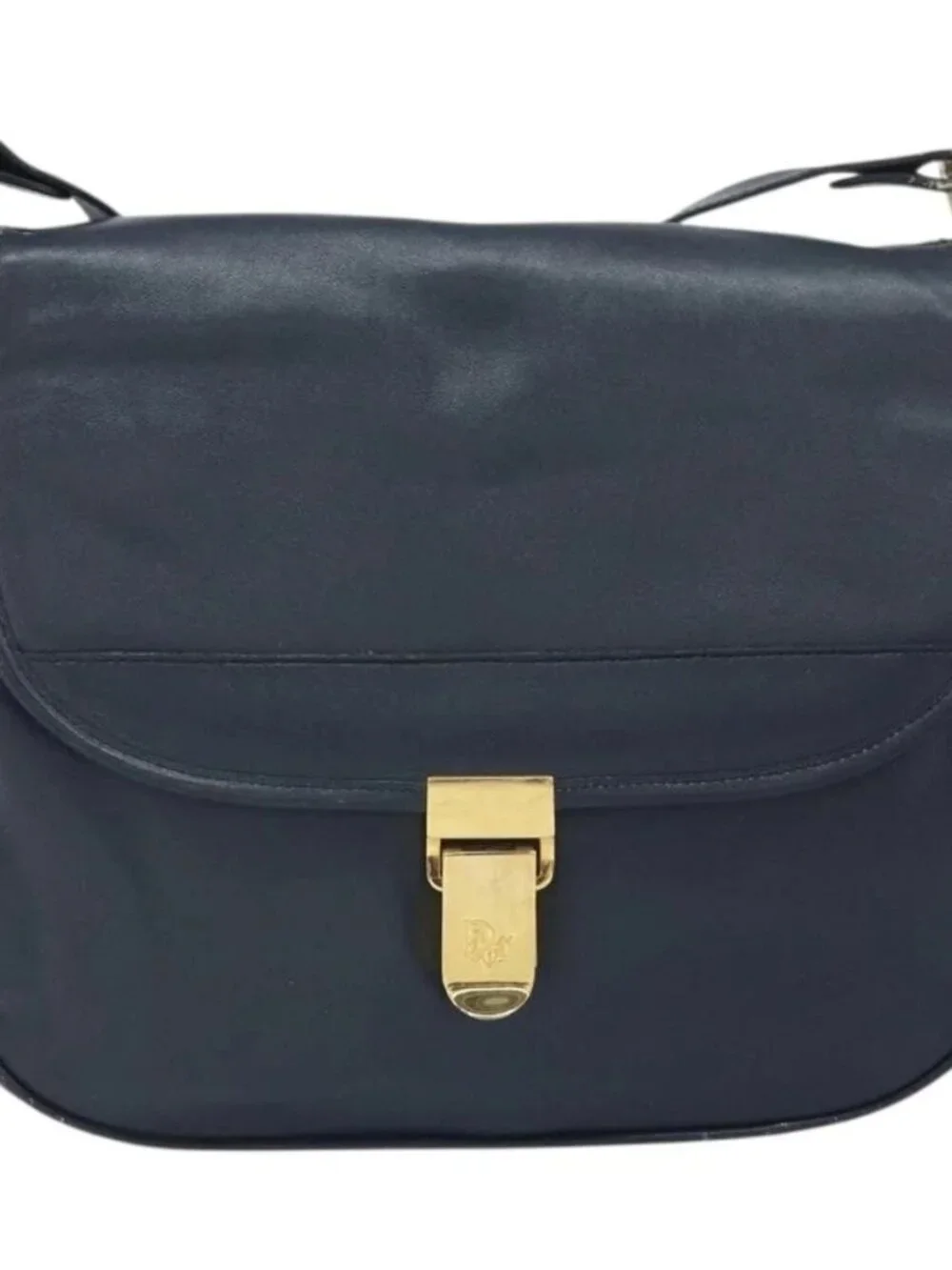 Christian Dior Shoulder Bag Leather Navy Gold Auth bs33272 - Picture 2 of 16